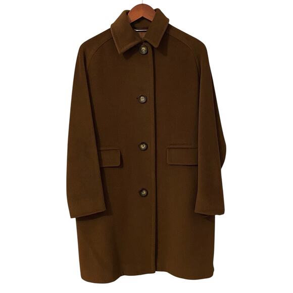 Max Mara Virgin Wool Cashmere Coat US 8 Brown Collared Barn Chore Coat Luxury - Picture 16 of 16